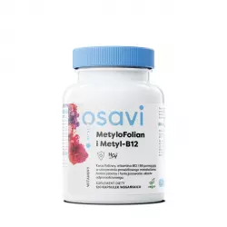 MetyloFolian i Metyl-B12 Metylowane formy Kwasu Foliowego i Witaminy B12 Wegańskie (120 kaps) Osavi