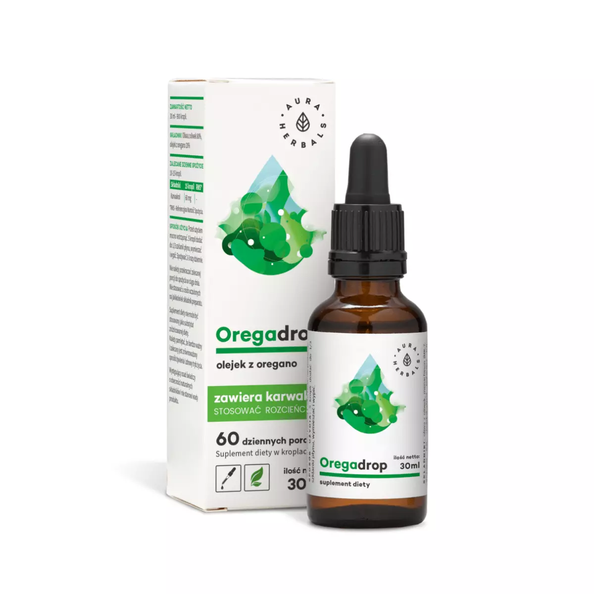 Oregadrop Olejek z Oregano 80% Karwakrolu Krople 30 ml w Płynie Aura Herbals Oregadrop Olejek z Oregano 80% Karwakrolu Krople 30 ml w Płynie Aura Herbals