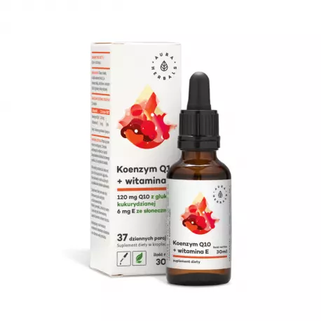 Koenzym Q10 + Witamina E Krople Clean Label 30 ml w Płynie Aura Herbals
