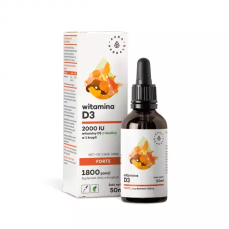 Witamina D3 Forte 2000 IU MCT Oil Krople 50 ml w Płynie Aura Herbals