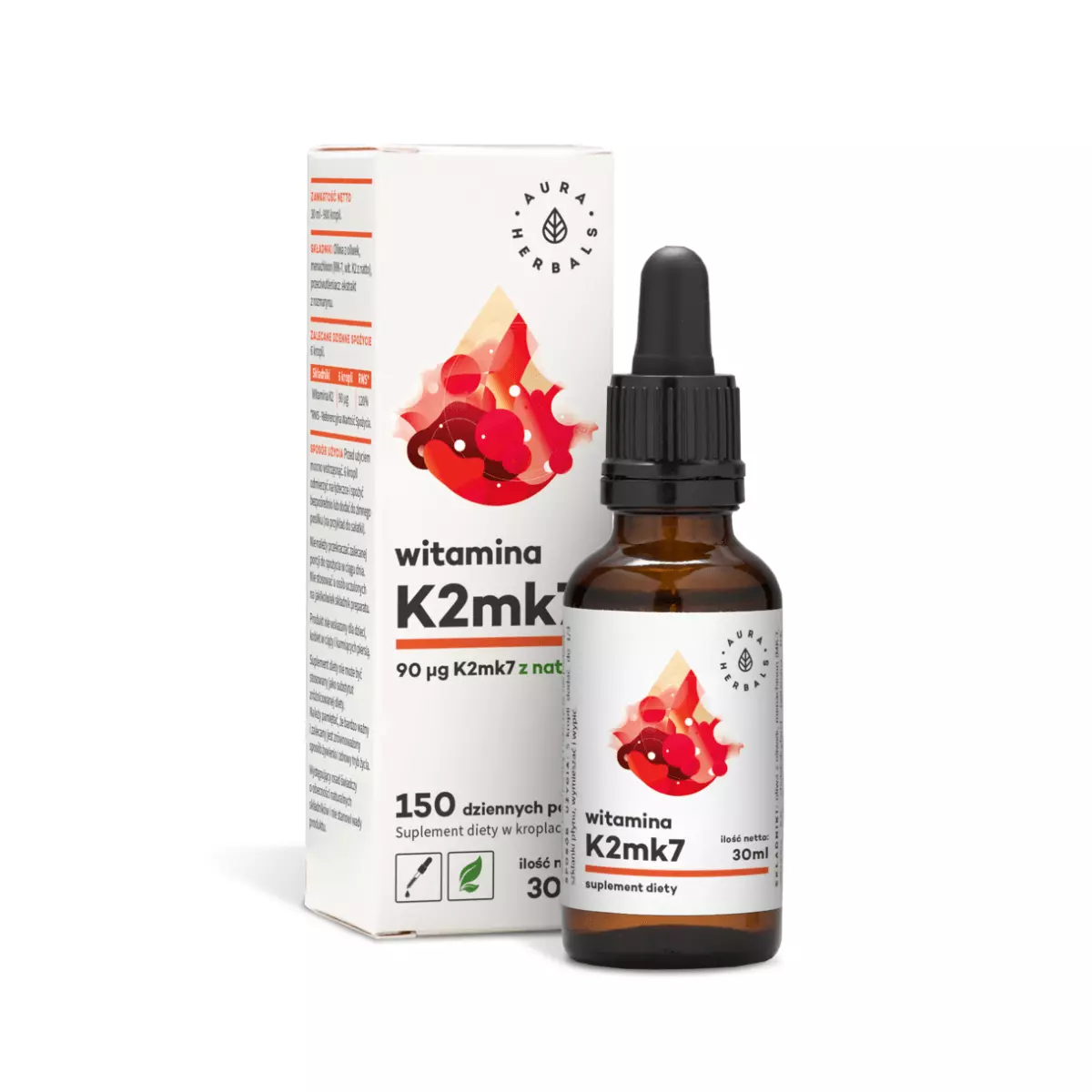 Witamina K2 MK-7 w Płynie 30 ml Krople Aura Herbals Witamina K2 MK-7 w Płynie 30 ml Krople Aura Herbals