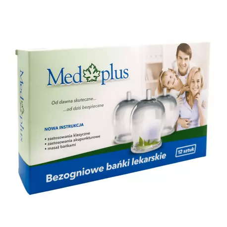 Bezogniowe Bańki Lekarskie z Pompką o Średnicy 40 mm (12 szt) Med Plus