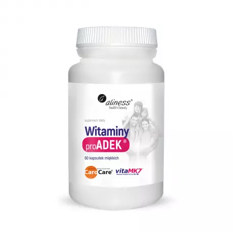 Witaminy PRO ADEK (60kaps) BetaKaroten D3 VitaMK7 Naturalne Aliness