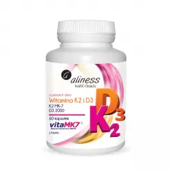 Witamina K2 MK-7 100 µg z Natto + D3 (60kaps) ALINESS