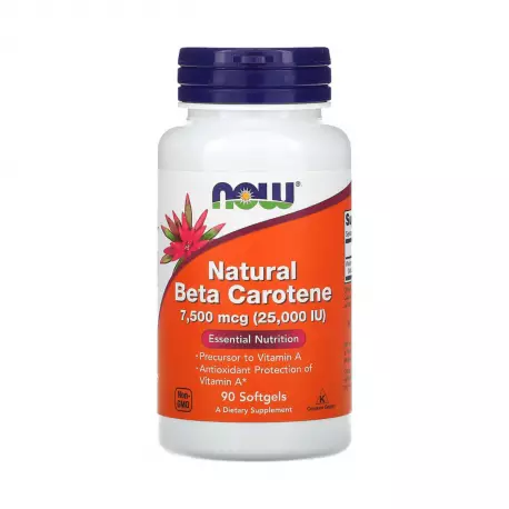 Beta Karoten Naturalny 25 000 IU (90 sgels) Witamina A Now Foods