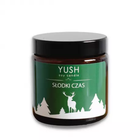 SŁODKI CZAS Świąteczna Świeca Sojowa Ręcznie robiona Wegańska 120 ml YUSH